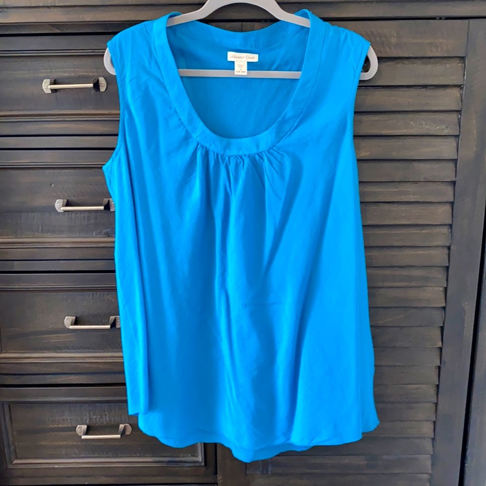 Coldwater creek teal blouse with scoop neck